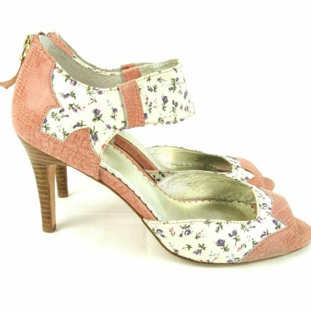 Anthropologie Pink and Floral Stiletto Heels